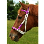 pink (hot/neon)overlay BETA BIOTHANE with OVERLAY 2 in 1 Bitless Bridle