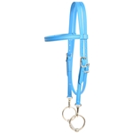 ****PHOTO SAMPLE*** $20 Sky/Light Blue Beta Biothane Western Bridle Headstall with Quick Change Snaps on Bit Ends - Horse Size