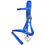 ****CLEARANCE ITEM*** $15 Blue Nylon English Bridle Headstall with Flash Noseband Cavesson - Horse Size