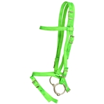 ****PHOTO SAMPLE*** $20 Lime Green Nylon Icelandic Bridle Headstall with Flash Noseband - Horse Size