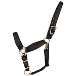 ****PHOTO SAMPLE*** $10 Black Nylon Turnout Halter with Throatlatch Snap and Adjustable Chin - Horse Size