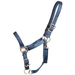 ****PHOTO SAMPLE*** $10 Navy Blue Nylon Turnout Halter with Throatlatch Snap and Adjustable Chin - Horse Size