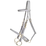 ****PHOTO SAMPLE*** $20 Gray Beta Biothane Halter Bridle with Bit Hangers Headstall with Purple Thread - Horse Size