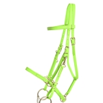 ****PHOTO SAMPLE*** $20 Apple Green Beta Biothane Halter Bridle with Bit Hangers Headstall with Purple Thread - Horse Size