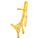 ****PHOTO SAMPLE*** $30 Sunflower Yellow Beta Biothane Sidepull Bitless Bridle Headstall with Pink Thread - Horse Size