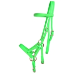 ****PHOTO SAMPLE*** $30 Lime Green with Pink Thread Beta Biothane Sidepull Headstall - Horse Size