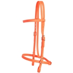 ****PHOTO SAMPLE*** $20 Hunters Orange with Pink Thread Beta Biothane English Headstall - Horse Size