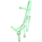****PHOTO SAMPLE*** $30 Mint/Seafoam Green with Pink Thread Beta Biothane Sidepull Bitless Bridle Headstall - Horse Size