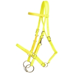 ****PHOTO SAMPLE*** $30 Safety Yellow with Pink Thread Beta Biothane Halter Bridle with Bit Hangers Headstall - Horse Size