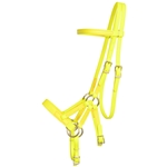 ****PHOTO SAMPLE*** $30 Safety Yellow with Pink Thread Beta Biothane Sidepull Bitless Bridle Headstall - Horse Size