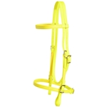 ****PHOTO SAMPLE*** $20 Safety Yellow with Pink Thread Beta Biothane English Headstall - Horse Size