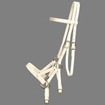 ****PHOTO SAMPLE*** $30 White with Pink Thread Beta Biothane Sidepull Bitless Headstall - Horse Size