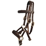****PHOTO SAMPLE*** $25 Dark Brown Leather with Neoprene Padding Sidepull Headstall - Pony Size