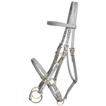 ****PHOTO SAMPLE*** $30 Gray Beta Biothane with Lime Green Thread Halter Bridle with Bit Hangers Headstall - Horse Size