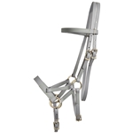 ****PHOTO SAMPLE*** $30 Gray Beta Biothane with Lime Green Thread Sidepull Headstall - Horse Size