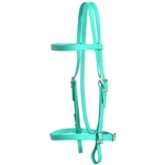 ****PHOTO SAMPLE*** $20 Turquoise Beta Biothane with Green Thread English Headstall - Horse Size