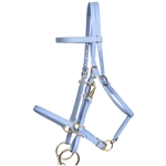 ****PHOTO SAMPLE*** $30 Periwinkle Blue Beta Biothane with Green Thread Halter Bridle with Bit Hangers Headstall - Horse Size