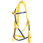 ****PHOTO SAMPLE*** $30 Sunflower Yellow Beta Biothane War Bridle Headstall with Dark Blue Overlay - Horse Size