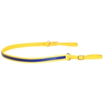 ****PHOTO SAMPLE*** $15 Sunflower Yellow Beta Biothane with Dark Blue Overlay One Piece Breast Strap - Horse Size