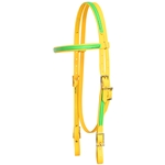 ****PHOTO SAMPLE*** $20 Sunflower Yellow Beta Biothane with Light Green Overlay Western Headstall - Horse Size