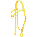 ****PHOTO SAMPLE*** $20 Sunflower Yellow Beta Biothane with Safety Yellow Overlay Western Headstall with Center Ring - Horse Size