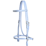 ****PHOTO SAMPLE*** $25 Perwinkle Blue Beta Biothane with Yellow Thread English Headstall - Horse Size