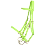 ****PHOTO SAMPLE*** $30 Apple Green Beta Biothane with Yellow Thread Halter Bridle with Bit Hangers Headstall - Horse Size