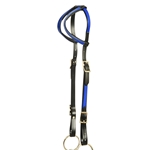 ****PHOTO SAMPLE*** $20 Black Better Than Leather with Dark Blue Overlay Two Ear Western Headstall - Horse Size
