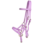 ****PHOTO SAMPLE*** $30 Amethyst/Orchid Beta Biothane with Green Thread Sidepull Headstall - Horse Size