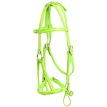 ****PHOTO SAMPLE*** $30 Apple Green Beta Biothane with Yellow Overlay War Bridle Headstall - Horse Size