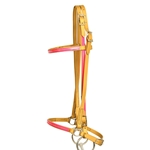 ****PHOTO SAMPLE*** $15 Gold Beta Biothane with Pink Overlay Icelandic Bridle Headstall - Horse Size