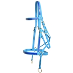 ****PHOTO SAMPLE*** $30 Light Blue Beta Biothane with Dark Blue Overlay 2 in 1 Bitless Bridle Headstall - Horse Size