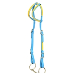****PHOTO SAMPLE*** $15 Light Blue Beta Biothane with Yellow Overlay Two Ear Western Headstall - Horse Size