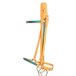 ****PHOTO SAMPLE*** $20 Mango Orange Beta Biothane with Teal Overlay Icelandic Bridle Headstall - Horse Size