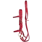 ****PHOTO SAMPLE*** $15 Burgundy Nylon English Bridle & Matching Reins - Horse Size