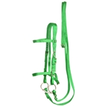****PHOTO SAMPLE*** $15 Green Nylon English Bridle & Matching Reins - Horse Size