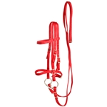 ****PHOTO SAMPLE*** $20 Red Nylon English Bridle & Matching Reins - Horse Size