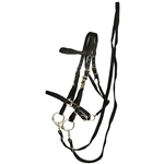 ****PHOTO SAMPLE*** $25 Black Nylon Halter Bridle with Bit Hangers and Matching Reins - Horse Size