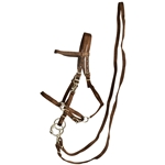 ****PHOTO SAMPLE*** $25 Brown Nylon Halter Bridle with Bit Hangers and Matching Reins - Horse Size