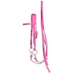 ****PHOTO SAMPLE*** $20 Raspberry Pink Nylon Western Bridle and Reins - Horse Size