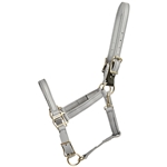 ****PHOTO SAMPLE*** $25 Gray Beta Biothane Halter with Leather Safety Breakaway Tab - Horse Size