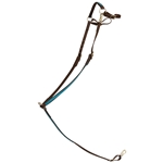****PHOTO SAMPLE*** $10 Dark Brown Beta Biothane with Turquoise Overlay English Breast Collar - Horse Size