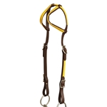 ****PHOTO SAMPLE*** $10 Dark Brown Beta Biothane with Yellow Overlay 2 Ear Western Headstall - Horse Size