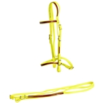 ****PHOTO SAMPLE*** $20 Safety Yellow Beta Biothane with Maroon Overlay English Bridle & Reins - Horse Size