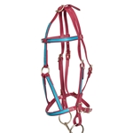 ****PHOTO SAMPLE*** $10 Wine/Maroon Beta Biothane with Turquoise Overlay War Bridle Headstall - Horse Size