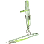 ****PHOTO SAMPLE*** $20 Sage Green Beta Biothane with Safety Yellow Overlay Western Bridle & Matching Reins - Horse Size