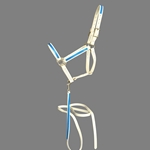 ****PHOTO SAMPLE*** $20 White Beta Biothane with Light Blue Overlay Halter with Matching Lead - Horse Size