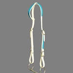****PHOTO SAMPLE*** $10 White Beta Biothane with Blue Overlay One Ear Western Headstall - Horse Size