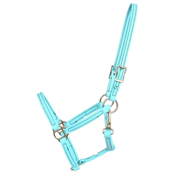 ****PHOTO SAMPLE*** $15 Baby Blue Beta Biothane Weanling/Small Pony Size Halter with Throatlatch Snap