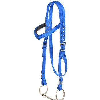 ****PHOTO SAMPLE*** $15 Blue Nylon with Padded V Browband Western Headstall - Horse Size